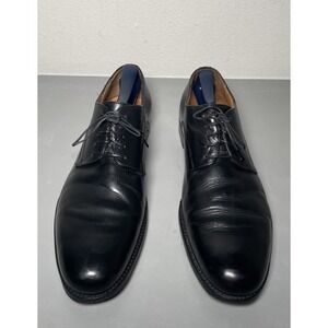 Johnston & Murphy Handcrafted Black Leather Derby Shoes 11.5‎ M Made In Italy